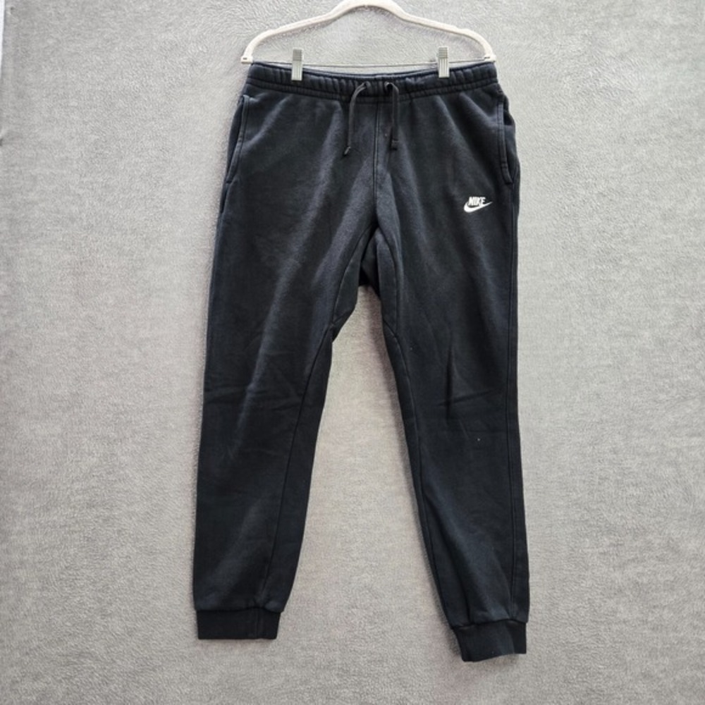 Nike Men Activewear Pants Medium Black Sportswear Fleece Jogger Logo Embroidered